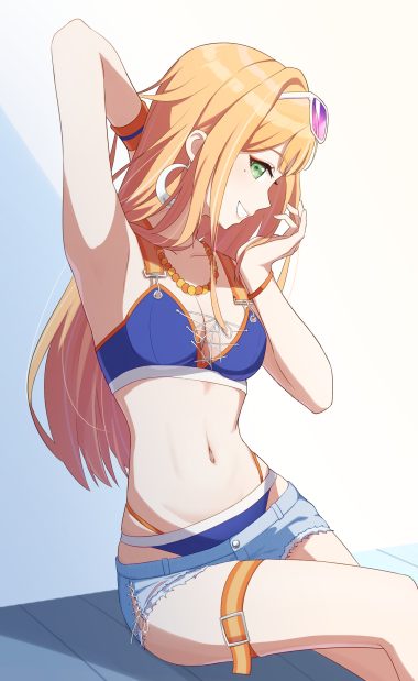 gakuen idolm@ster the idolm@ster shiun sumika bikini garter megane swimsuits tagme torn clothes