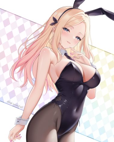 akiei gakuen idolm@ster the idolm@ster juuou sena animal ears bunny ears bunny girl no bra pantyhose