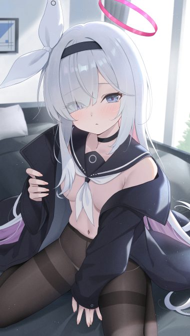 keikei blue archive arona (blue archive) plana (blue archive) breasts halo loli no bra open shirt pantsu pantyhose seifuku undressing