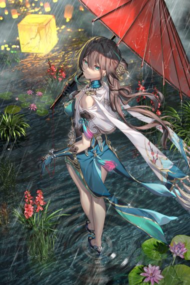al guang honkai: star rail ruan mei asian clothes heels no bra umbrella