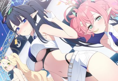aliasing animal ears bikini black hair blonde hair blue archive blue eyes blush breasts cosplay cowgirl cropped food giga-tera gloves green eyes halo headband horns iwabitsu ayumu long hair nanakami rin navel panties pink hair pointed ears ponytail skirt sky sunglasses swimsuit tears tie twintails underboob underwear yuragi momoka