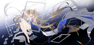 anthropomorphism azur lane bow breasts brown hair choker cleavage dress flantia formidable (azur lane) gradient long hair nopan red eyes ribbons sketch twintails