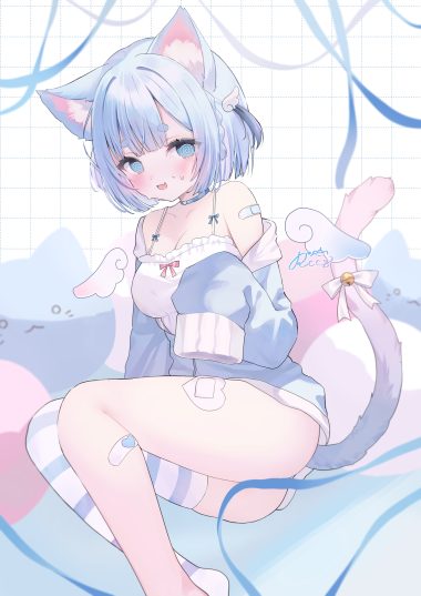 rucaco animal ears bandaid lingerie loli nekomimi tail thighhighs wings