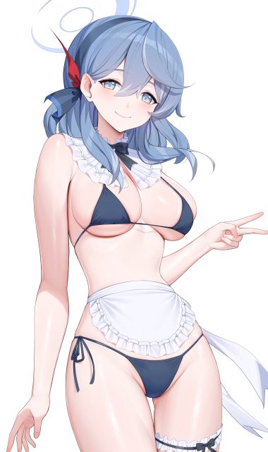 rosumerii blue archive amau ako bikini garter halo maid swimsuits thong