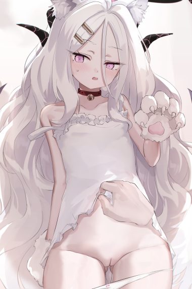 nekoya (liu) blue archive sorasaki hina animal ears halo horns lingerie loli nekomimi pantsu panty pull pussy skirt lift uncensored