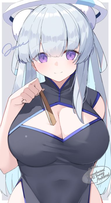jam (jamjam777) blue archive ushio noa chinadress cleavage halo