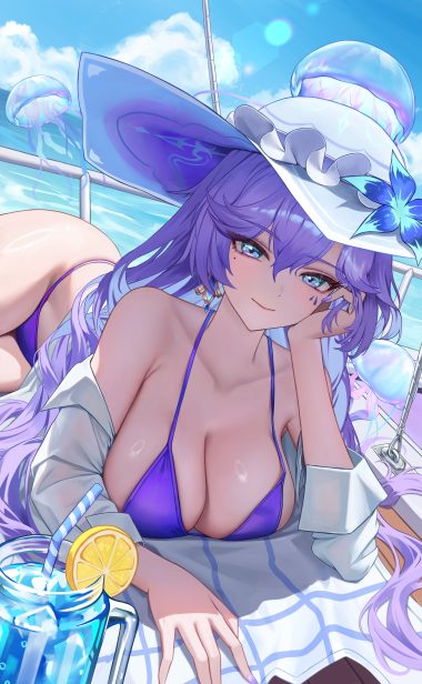 yuridango wuthering waves cantarella bikini dress shirt open shirt see through swimsuits tattoo
