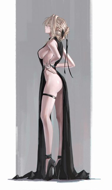 yu pian zenless zone zero evelyn chevalier dress garter heels no bra nopan