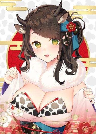 bekotarou animal ears bra horns kimono open shirt