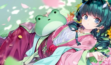 blue eyes blush chinese clothes flowers grass green hair hong (white spider) kusuriya no hitorigoto long hair maomao (kusuriya no hitorigoto) petals wet