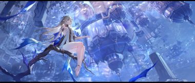 animal blonde hair blue blue eyes building cartethyia (wuthering waves) dragon dress fish headdress long hair no bra pointed ears sketch swd3e2 tree watermark wristwear wuthering waves