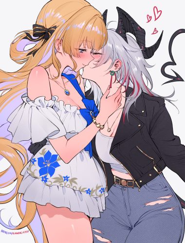 qiandaiyiyu wuthering waves phoebe zani dress horns no bra tail torn clothes yuri
