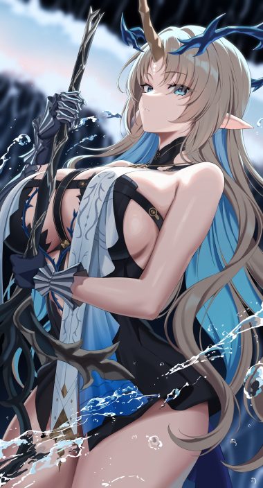 kook wuthering waves fleurdelys horns no bra pointy ears sword