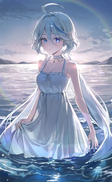 ekina (1217) genshin impact furina dress heterochromia see through skirt lift summer dress wet