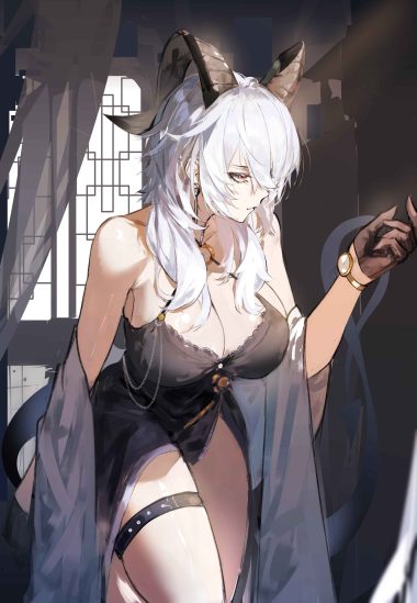 lewdlily66 wuthering waves zani dress garter horns sketch tail