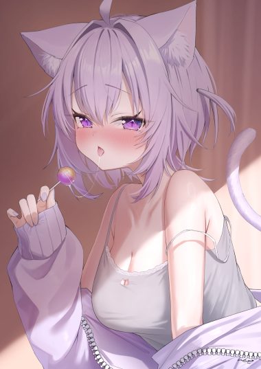 ai (u e o o) hololive hololive gamers nekomata okayu animal ears lingerie nekomimi tail