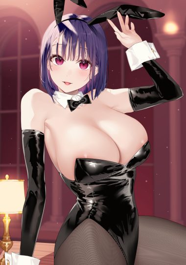 bekotarou watanabe ryou animal ears areola bunny ears bunny girl no bra pantyhose