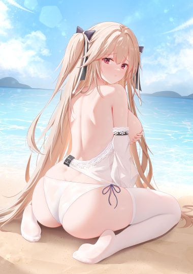 doraski azur lane anchorage (azur lane) ass bikini breast hold breasts no bra see through swimsuits thighhighs