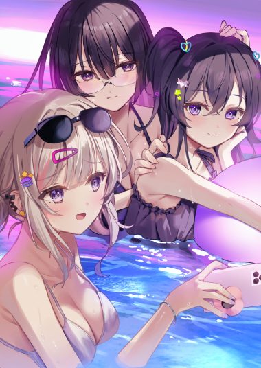 chiro (norishiro michiro) bikini top megane selfie swimsuits wet