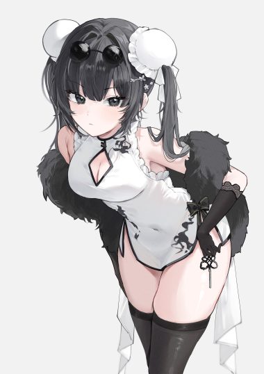 mindoll chinadress cleavage megane thighhighs