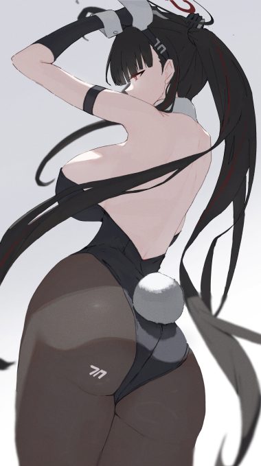 s0lari sub blue archive tsukatsuki rio animal ears ass bunny ears bunny girl halo no bra pantyhose tail